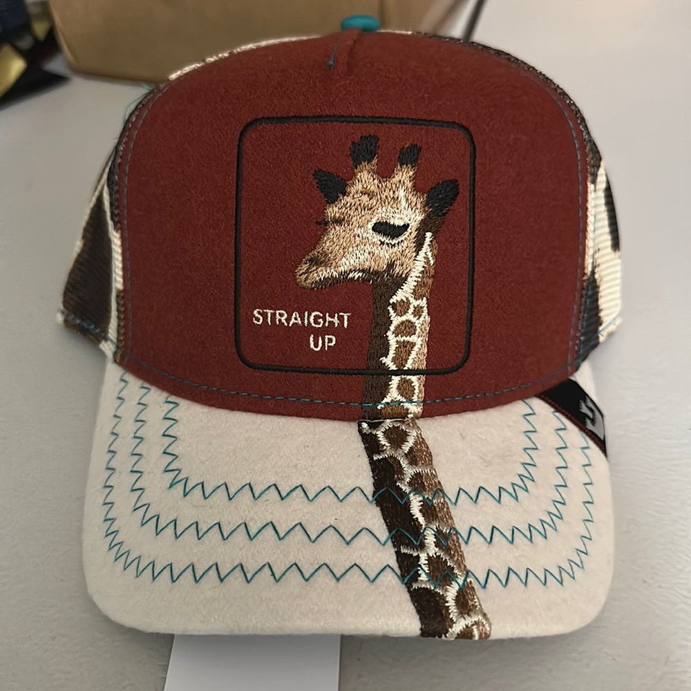 Goorin Bros The Farm Trucker Hat STRAIGHT UP Straight Jacket Off Giraffe Friday
